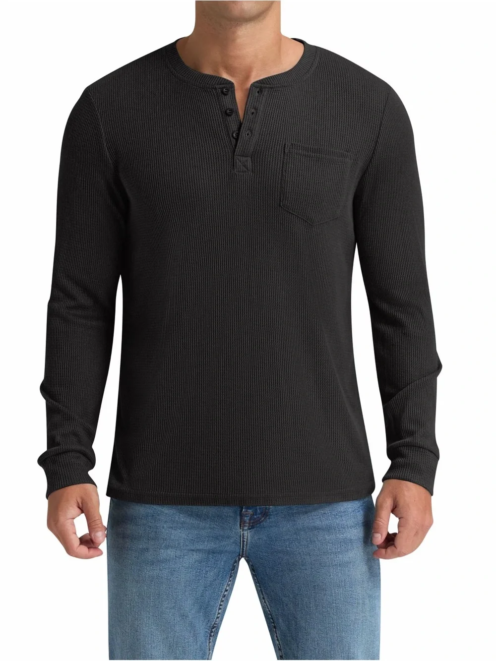 NWT J.Crew waffle knit long sleeve henley shirt with a front chest pocket size M